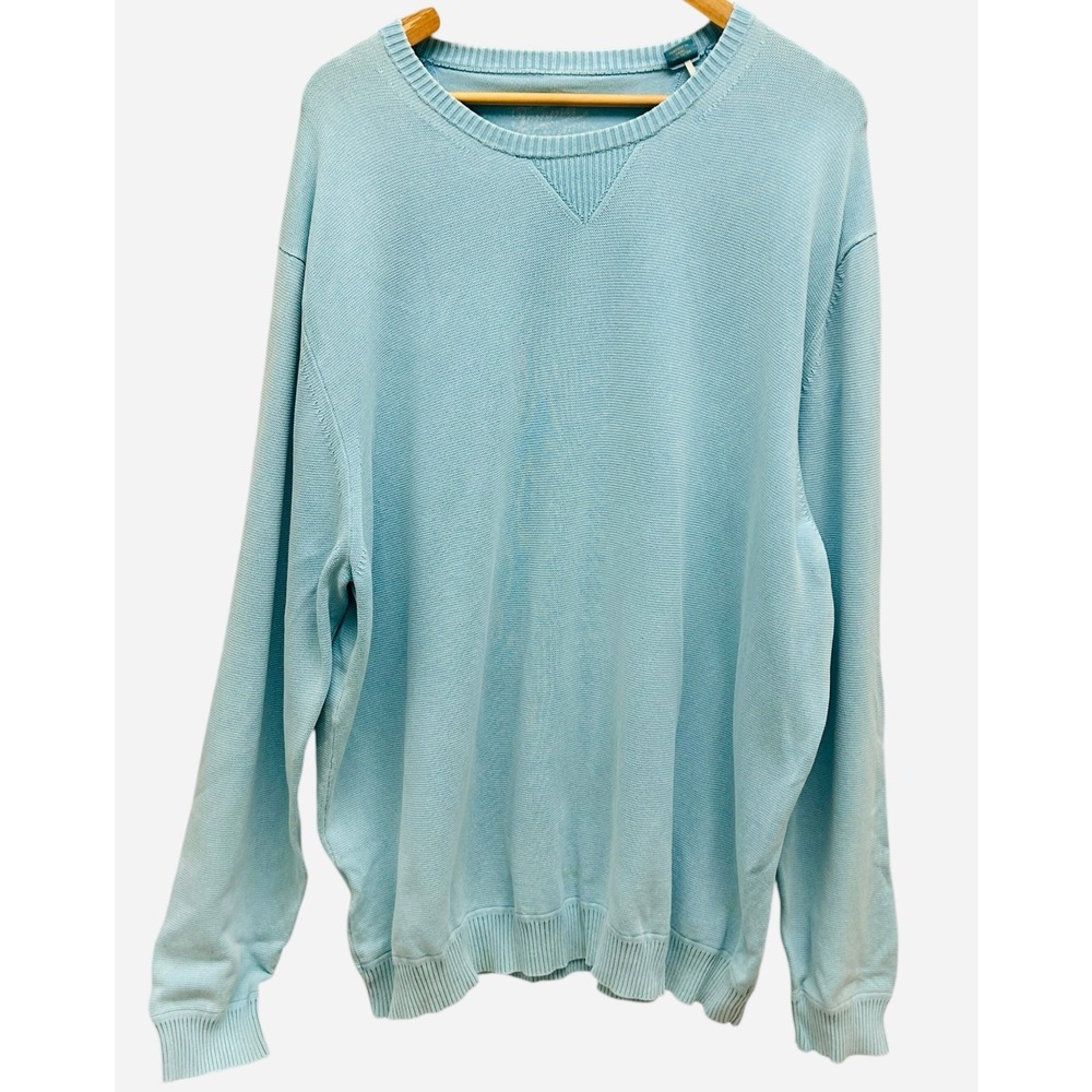 Men's Light Blue‎ Cotton Crew Neck Long Sleeve Pullover Sweater